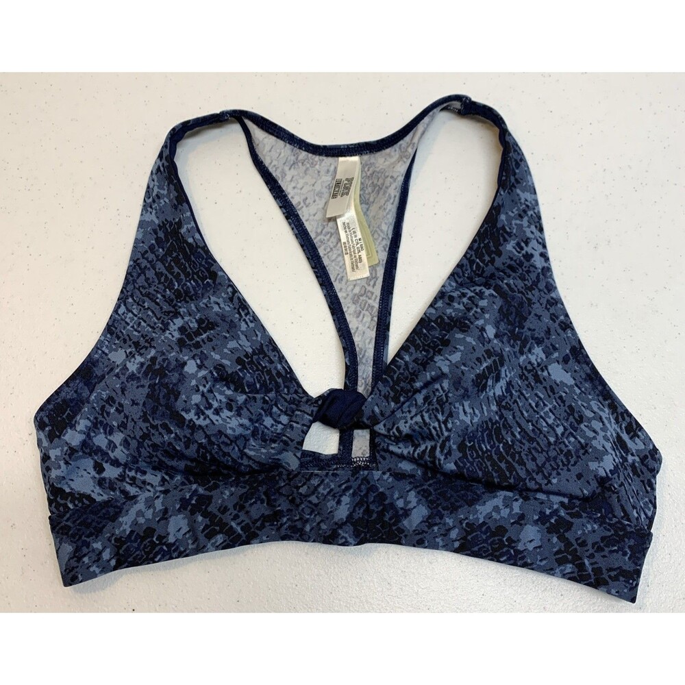 Victoria’s Secret PINK Ultimate Lightly Lined Twist Sports Bra Medium Blue Snake - Picture 1 of 7